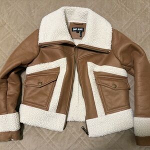 DKNY Faux Leather and Shearling Jacket